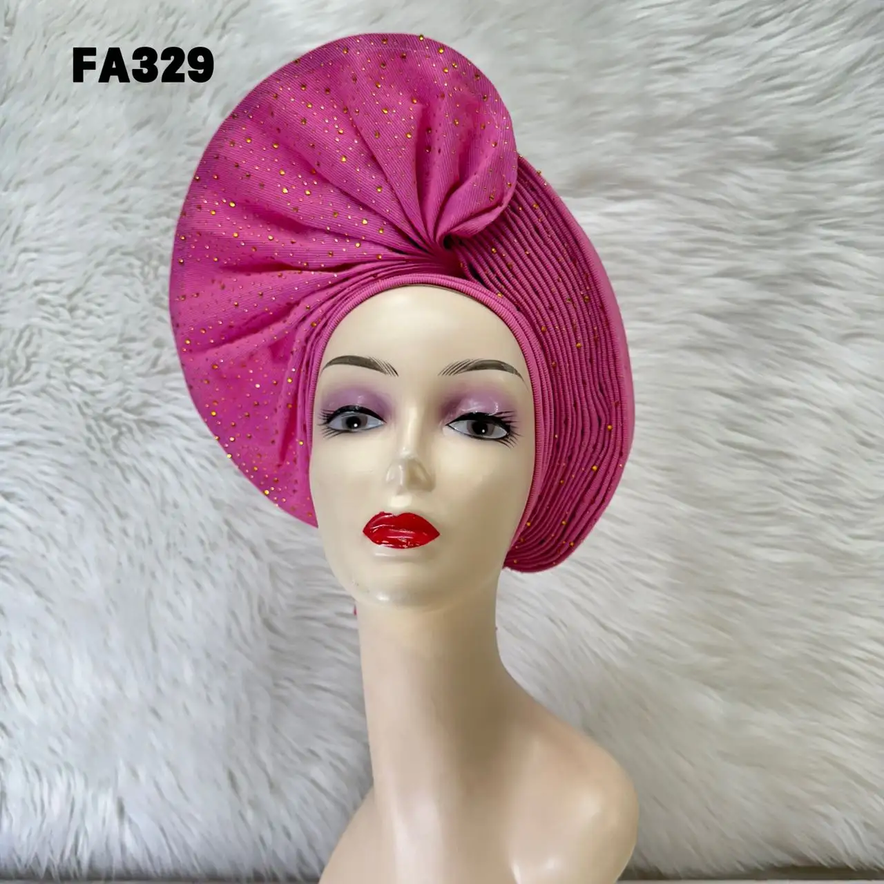 wholesale Newest Gele African Flower Muslim Turban Headwraps Beaded Headtie with stone For Nigerian Women