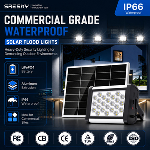 Sresky ไฟฟลัดไลท์ LED พลังงานแสงอาทิตย์30วัตต์, ไฟฟลัดไลท์ LED พลังงานแสงอาทิตย์ IP66แบตเตอรี่ LiFePO4 60วัตต์ - Product Image 1