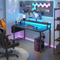 Bureau d'ordinateur pour la maison et le bureau avec support d'écran, bureau de jeu avec station de charge, utilisation en atelier, noir