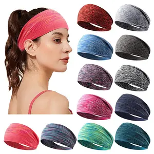 2024 hot selling multi solid color custom logo elastic women sports yoga headband hair band thin sports headband sweat headband