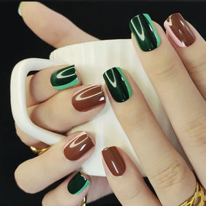 Ensemble d'ongles courts carrés à coller et <span class=keywords><strong>kit</strong></span> d'ongles à pression réutilisable avec colle et lime à ongles hiver abs faux faux ongles 24 pièces - Product Image 3