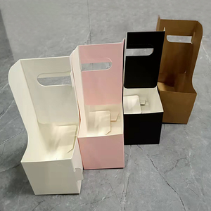 Portador de tazas de café de papel Kraft con logotipo personalizado de Xinrunjin con asa, soporte para bebidas para llevar respetuoso con el medio ambiente para uso de té de jugo de cafetería - Product Image 2