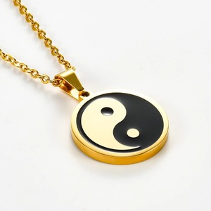 Collier Tai Chi en acier inoxydable pour hommes et femmes, pendentifs classiques <span class=keywords><strong>Yin</strong></span> <span class=keywords><strong>Yang</strong></span>, couleur argent et or, bijoux cadeaux, 1 pièce - Product Image 1