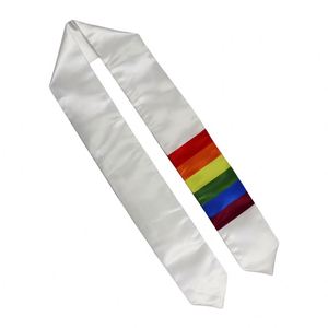 ผ้าพันคอสำเร็จการศึกษาสำหรับผู้ใหญ่ ลายสายรุ้ง LGBT สำหรับงานเฉลิมฉลองวันเกย์ไพรด์ ผลิตจากผ้าซาตินโพลีเอสเตอร์ 100% สำหรับนักเรียนต่างชาติ - Product Image 1