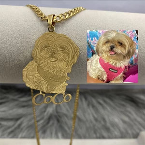 Collier de <span class=keywords><strong>photo</strong></span> personnalisé en acier inoxydable pour famille Nom personnalisé sous l'image gravé Cadeau de mémoire Colliers de personnage - Product Image 3