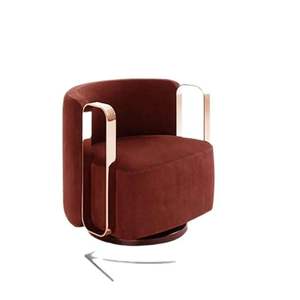 Sillón Moderno Tapizado en Terciopelo con Estructura Metálica, Asiento Individual para Sala de Estar u Hotel - Product Image 5