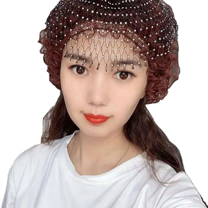 Bonnet intérieur musulman pour femme, très populaire, avec dentelle brillante et foulard élastique - Product Image 1