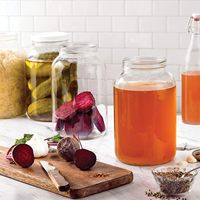 Kit de fabrication et de fermentation de kombucha à domicile en verre de 1 gallon, kit de démarrage de kombucha avec couvercle en tissu, bande de date et couvercle en plastique