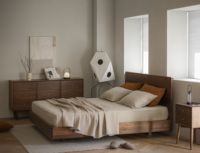 XUXIE Lit Queen en bois massif moderne de luxe avec cadre en noyer noir Application de chambre double multifonction