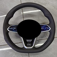 Volant de luxe en cuir perforé noir J Auto avec fibre de carbone, LED, 3 branches, pour VW Golf 7 GTI Golf 8 Golf VIII (2014-2019)