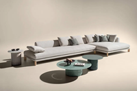 Canapé en forme de L en tissu avec base en métal, style moderne, mobilier italien pour appartement, salon, fourniture d'usine