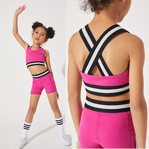 Set di abbigliamento per bambini con Logo personalizzato in alta elastan, <span class=keywords><strong>vestiti</strong></span> da palestra da ragazza <span class=keywords><strong>aderenti</strong></span> e veloci, per allenamento sportivo da Tennis - Product Image 6