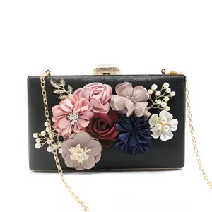 Offre Spéciale en gros Chine Personnalisé Maquillage Cosmétique vintage embrayage sac de soirée femmes fleur pochette