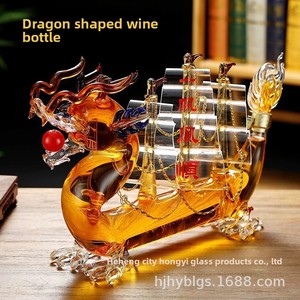 Decantador <span class=keywords><strong>de</strong></span> <span class=keywords><strong>Vino</strong></span> <span class=keywords><strong>de</strong></span> Vidrio Borosilicato Transparente con Forma <span class=keywords><strong>de</strong></span> Dragón, Aireador Decorativo, <span class=keywords><strong>Botella</strong></span> <span class=keywords><strong>de</strong></span> Licor, Juego <span class=keywords><strong>de</strong></span> Seis Piezas con Temática del Zodíaco - Product Image 3