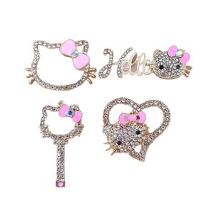 Cartoon Kawaii Kt Katzenkopf Rosa Schleife Metall-Anhänger Handyhüllen-Dekorationen Kätzchen DIY Schmuckzubehör Großhandel - Product Image 5