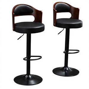 Tabouret de bar pivotant et réglable en hauteur en bois américain avec dossier pour usage domestique, réception et <span class=keywords><strong>caisse</strong></span> - Mobilier commercial - Product Image 2