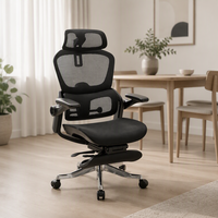 Chaise de bureau pivotante en maille moderne Konfot - Ergonomique avec accoudoirs 5D, appui-tête 4D, commande filaire