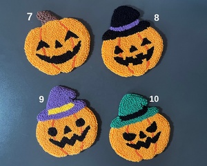 2025 Boutique Handmade Ghost Pumpkin Pattern Halloween Decoration <b>Punch</b> Needle Mug Rug Handicraft Coaster Gift Set - Product Image 4