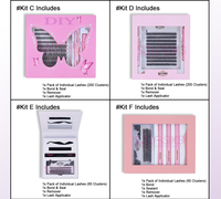 Kit d'extension de cils DIY Mega Volume 640 Clusters, cils individuels en grappe 30P 40P avec adhésif pour cils