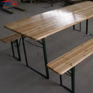 New Modern Foldable Courtyard Camping Dining <b>Outdoor</b> Picnic <b>Wooden</b> Metal Frame Beer <b>Table</b> and Set for Multiple Scenes - Product Image 4