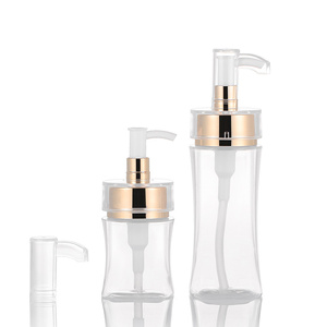 Sang Trọng Mini Vuông Nhựa Rõ Ràng Rỗng Dầu Gội Tóc Tinh Dầu Rửa Tay Kem Dưỡng Da 50Ml 100Ml 120Ml 150Ml Vàng Bơm Chai - Product Image 3