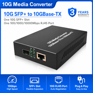 Convertisseur de média multi-réaux 10G avec <span class=keywords><strong>prise</strong></span> SFP et port <span class=keywords><strong>RJ45</strong></span>, boîtier métallique, convertisseur de média réseau <span class=keywords><strong>fibre</strong></span> optique, compatible OEM - Product Image 2