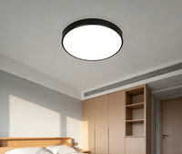 Plafonnier LED Rond Plat Intégré Noir Blanc Gris à Montage Encastré Fin