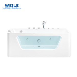 Vasca Idromassaggio Bianca in Acrilico con LED, Cascata, Getti d'Aria e Bolle, per Spa Domestica, Relax, Doccia, Vasca Autoportante - Product Image 1