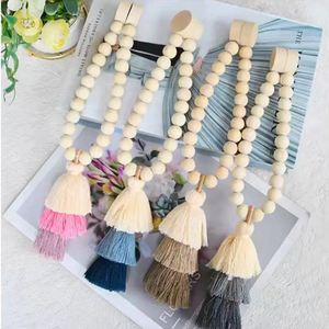 Nuevas <span class=keywords><strong>Lazos</strong></span> para Cortinas de Lujo, Hechos a Mano en Francia, <span class=keywords><strong>con</strong></span> Cinta de Dibujos Animados de Arcoíris y Cuentas de Madera, para Cortinas Translúcidas - Product Image 3