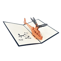 Carte en papier dur de conception spéciale Logo de marque personnalisé carré bleu foncé 3D carte de vœux Vertiplane pop up pour la promotion de cadeaux