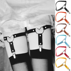 ハートウィングスボウノットファッションガーターベルト女性 PU レザーレース弾性レッグリングゴシックアクセサリー - Product Image 4