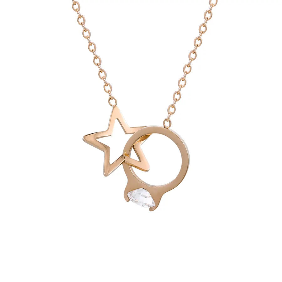 Xuping-joyas de oro para mujer, collar con colgante de estrella y anillo para mujer, 47024