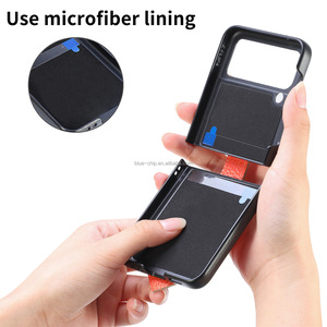 Funda plegable de piel de vaca para móvil, funda de teléfono de piel de vaca Real Grippiest para Samsung <span class=keywords><strong>Flip4</strong></span>, funda móvil con empuñadura de muñeca - Product Image 5