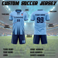 Set Jersey Sepak Bola Kustom Klub Berkualitas Tinggi Bahan Padat Menyerap Keringat Cepat Kering Kaos Sepak Bola untuk Unisex Musim Panas