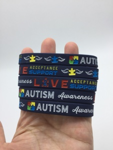 Giá rẻ tùy chỉnh Tự Kỷ nhận thức Vòng tay Bangles, đầy màu sắc tự kỷ nhận thức inspirational Silicone dây đeo cổ tay - Product Image 3