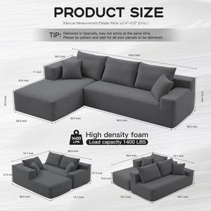 Sofá Esquinero Económico Envasado al Vacío, Sofá Cama de Pana, Compresión Plegable, Sofá de Tela Compresible - Product Image 2