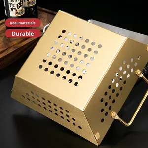 Panier de cuisson en acier inoxydable grand format, antiadhésif, compatible lave-vaisselle, avec poignée, pour légumes, fruits de mer, brochettes, camping en plein air, barbecue - Product Image 4