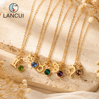 Pendentif en acier inoxydable avec pierre du mois de naissance pour collectionneur d'horoscopes, collier pendentif zodiaque, collier zodiaque