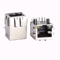 Connecteur Ethernet Cat6 RJ45 Femelle avec Boîtier Noir PBT, Plaqué Or 6u'', Filtre à Entrée Latérale, Montage sur Trou, 1000 BASE-T