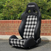 RE07 Recaro Verstellbarer Schwarzer PVC-Leder-Schalensitz mit Schwarzer Naht Carbon-Leder-Rückenlehne Rennsitz