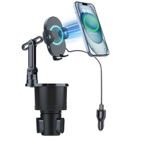 Cargador inalámbrico para coche 3 en 1, actualización de portavasos, cargador de 15W, portavasos para coche, soporte para teléfono con Base ajustable para teléfonos inteligentes