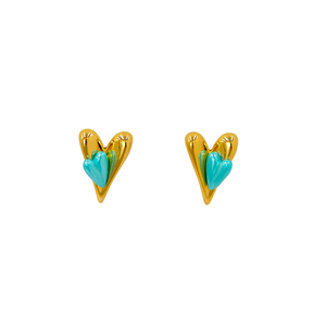 Fashion <b>Stud</b> <b>Earrings</b> Gold Plated Heart Shape 316L Stainless Steel Sustainable Resistant Design - Product Image 1