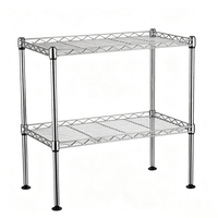 Étagère de rangement double à 2 niveaux en métal chromé approuvée par la NSF pour condiments et aliments de cuisine, support multifonctionnel en fil métallique sur table