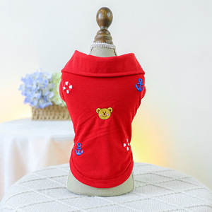 Ropa para mascotas, perros y gatos, camisetas ligeras de primavera/verano para perros pequeños y medianos, camisetas con estampado de huellas, polos con diseño de oso. - Product Image 4