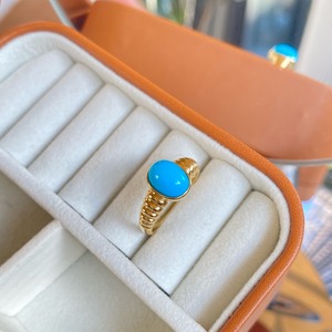 Xinfly Retro 18K Bất Vàng Turquoise Nhẫn Đồ Trang Sức Mỹ Cho Đám Cưới Engagement Anniversary Đảng Au750 <span class=keywords><strong>Calaite</strong></span> - Product Image 6