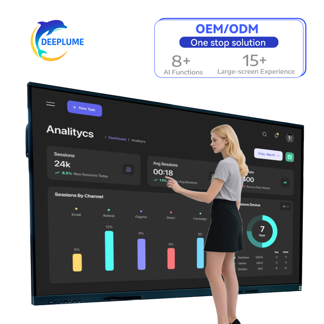 ODM 4K Android OPS 75 Inch Interactive Touch Screen Touch Screen Monitor with LCD Display Interact Smart Board for Meeting Room