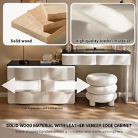Nouvelle table de toilette moderne et simple en bois crème, style luxe léger, avec armoire à tiroirs réglable pour salon