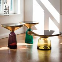 Table d'appoint moderne nordique en acier inoxydable rose doré avec plateau en verre, table ronde pour salon, thé, café