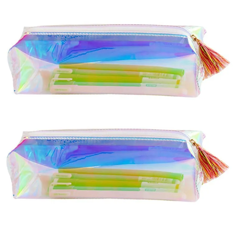 Túi Bút Chì Trong Suốt Tùy Chỉnh Bán Buôn Long Lanh PVC Zipper Pen Pouch Nhựa Zipper Pencil Case