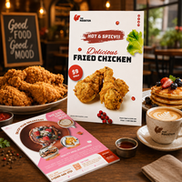 Impression personnalisée de prospectus de restaurant en couleur, dépliant publicitaire pour la promotion alimentaire des cafés et restaurants de restauration rapide à emporter